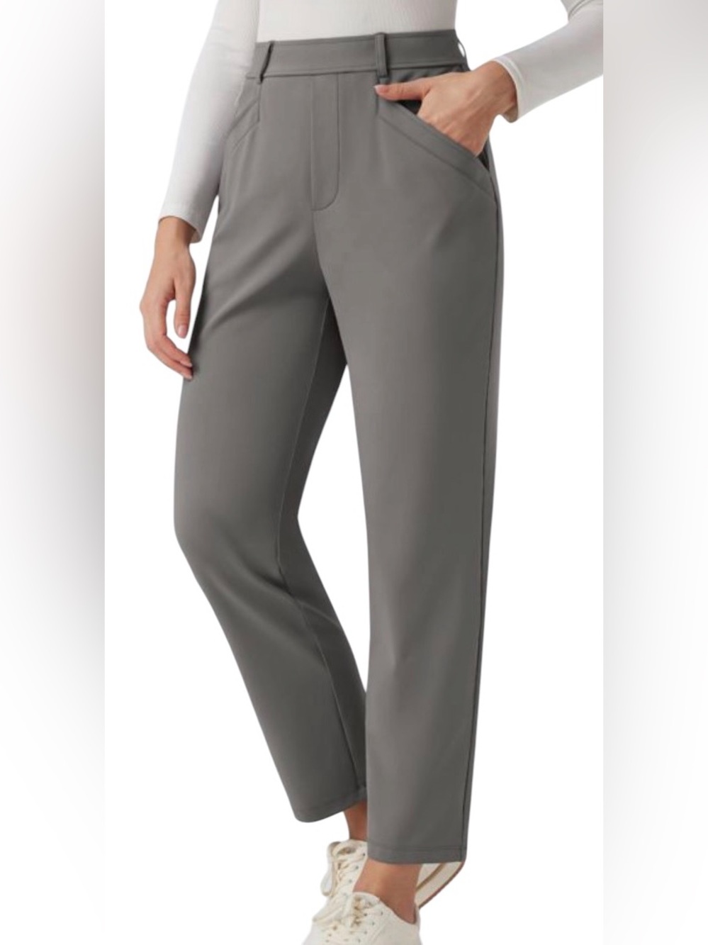 HALARA Women's Cropped Straight-Leg Pants in Gray
